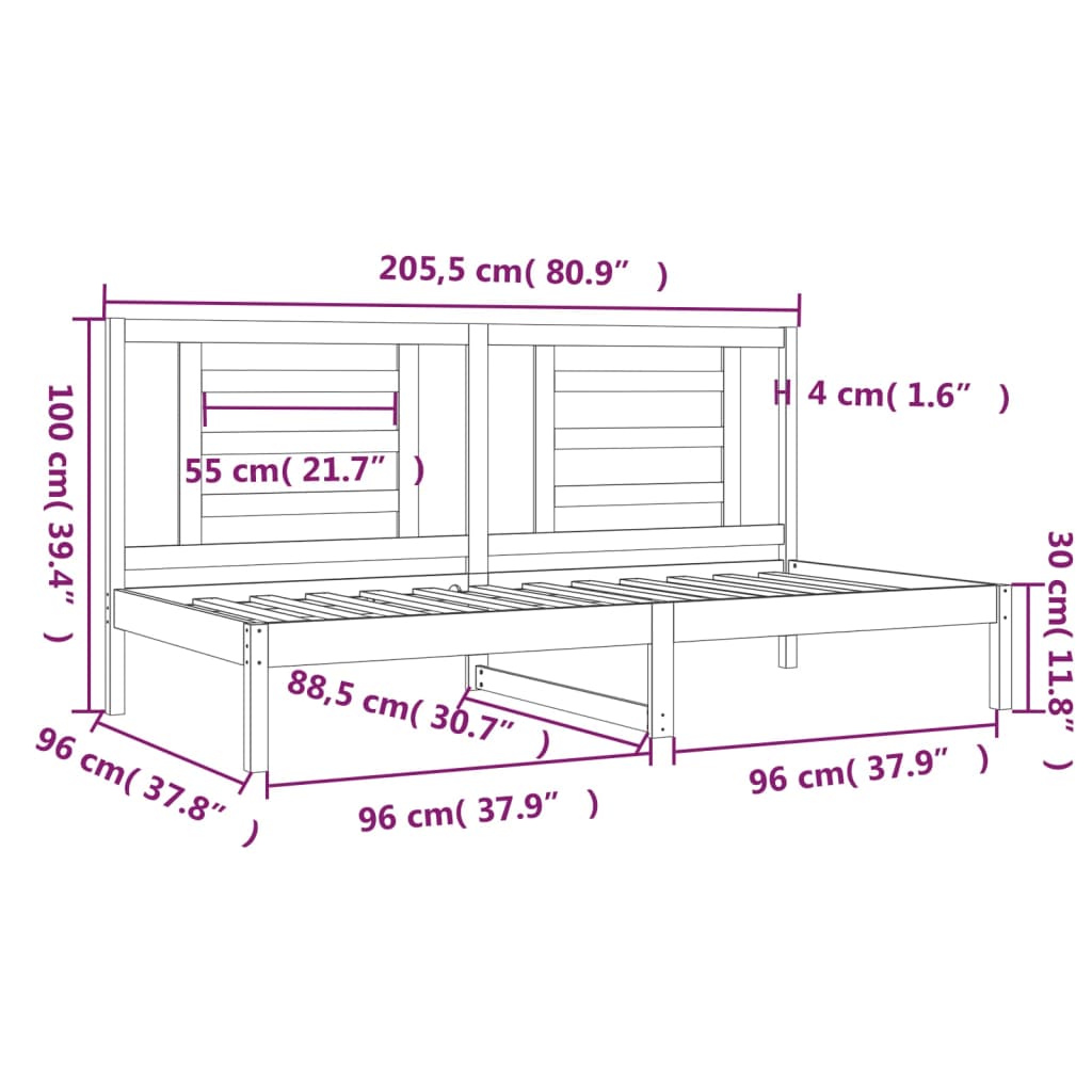 Sohvasänky musta 90x200 cm täysi mänty - Sisustajankoti.fi
