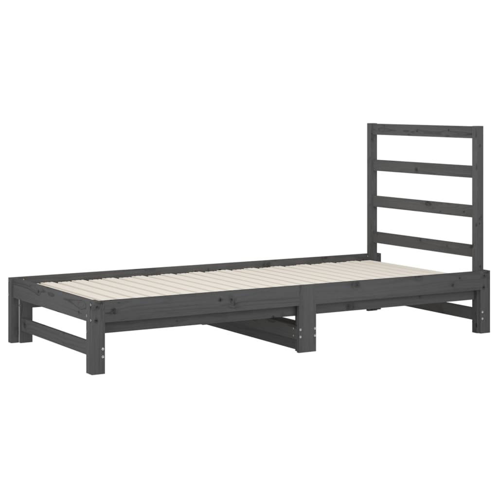 Sohvasänky ulosvedettävä harmaa 2x (90x200) cm täysi mänty - Sisustajankoti.fi