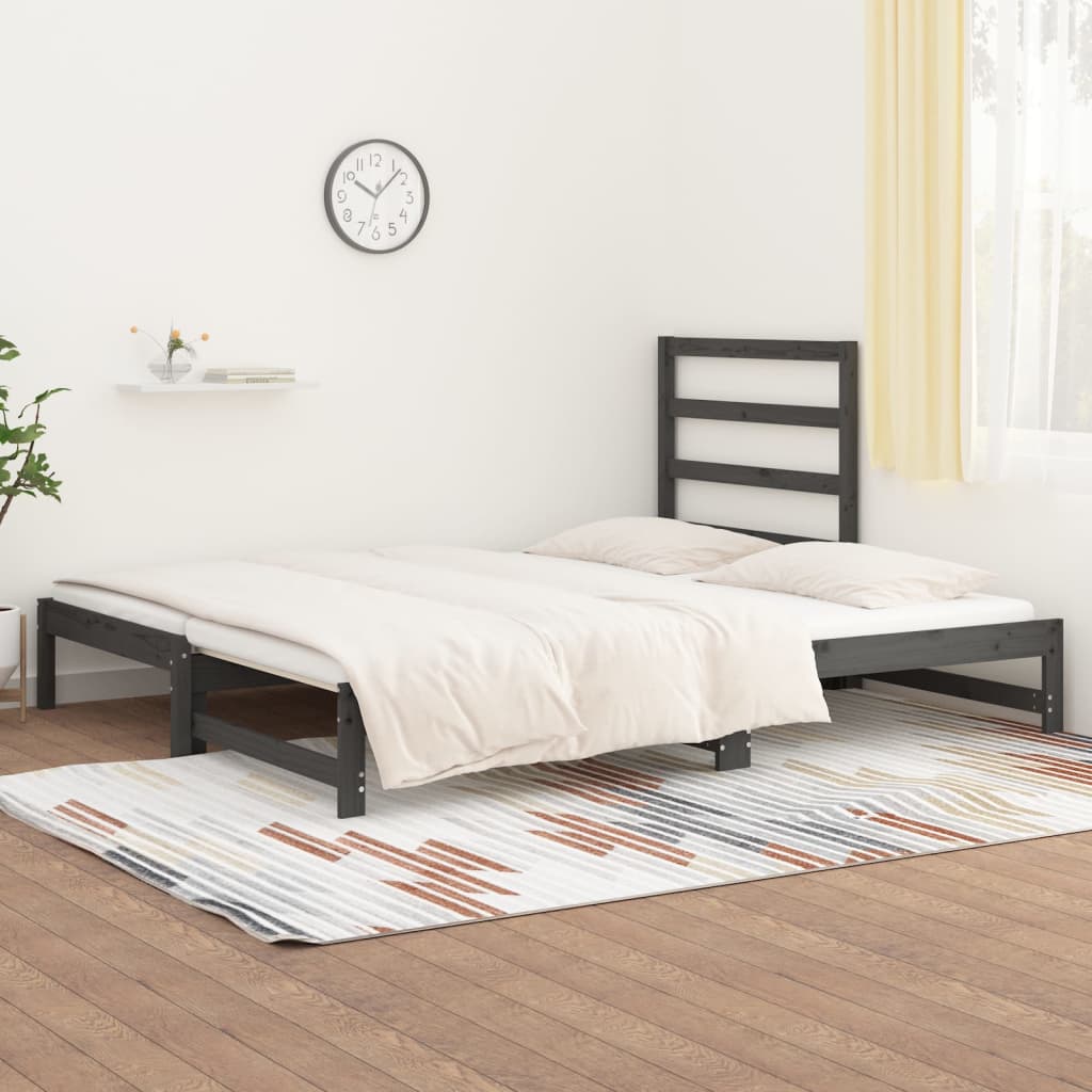 Sohvasänky ulosvedettävä harmaa 2x (90x200) cm täysi mänty - Sisustajankoti.fi