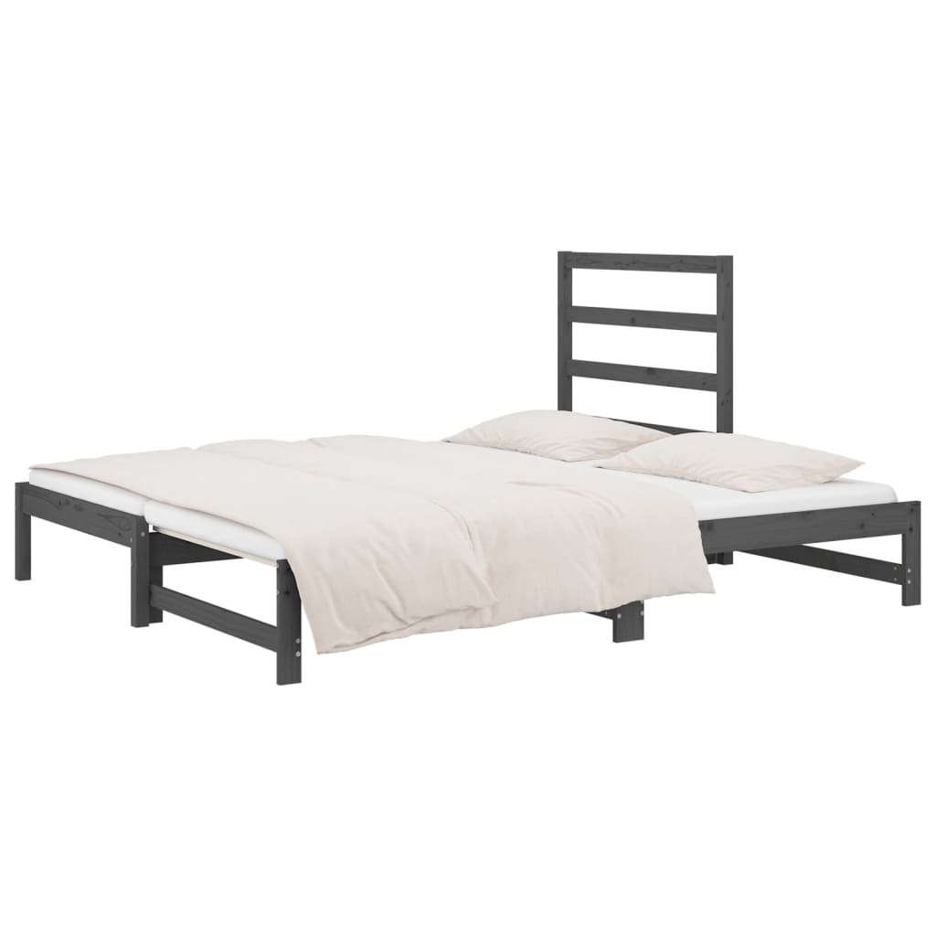Sohvasänky ulosvedettävä harmaa 2x (90x200) cm täysi mänty - Sisustajankoti.fi