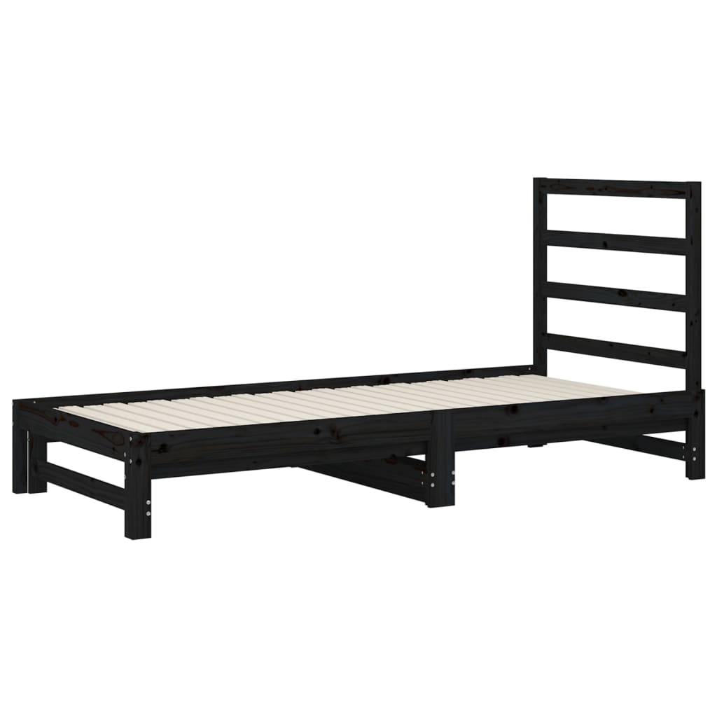 Sohvasänky ulosvedettävä musta 2x (90x200) cm täysi mänty - Sisustajankoti.fi