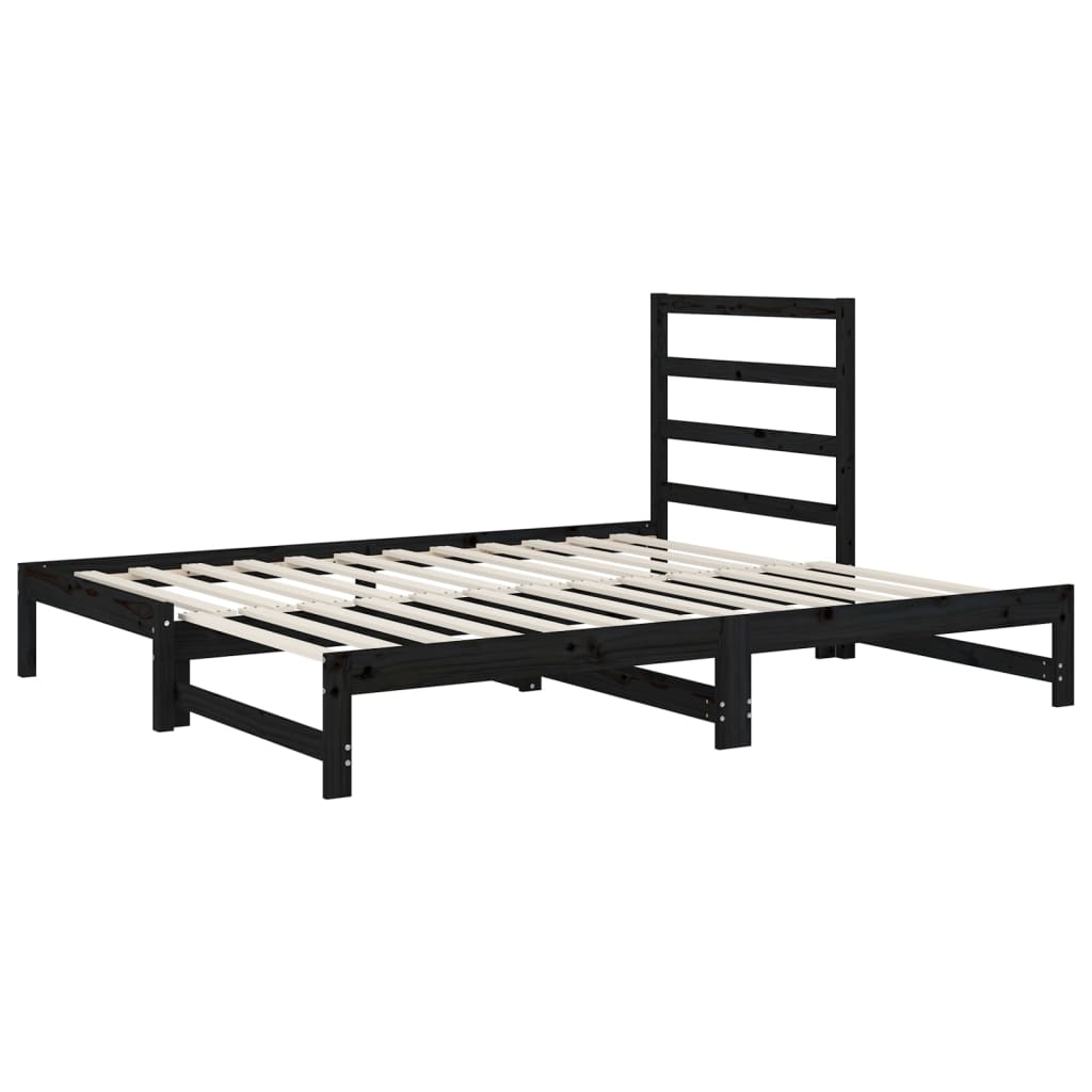 Sohvasänky ulosvedettävä musta 2x (90x200) cm täysi mänty - Sisustajankoti.fi
