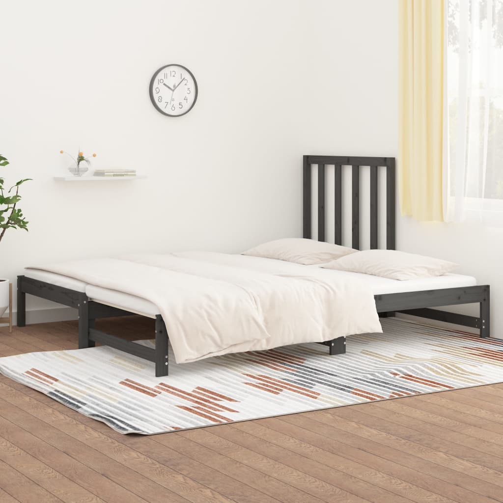 Sohvasänky ulosvedettävä harmaa 2x (90x200) cm täysi mänty - Sisustajankoti.fi