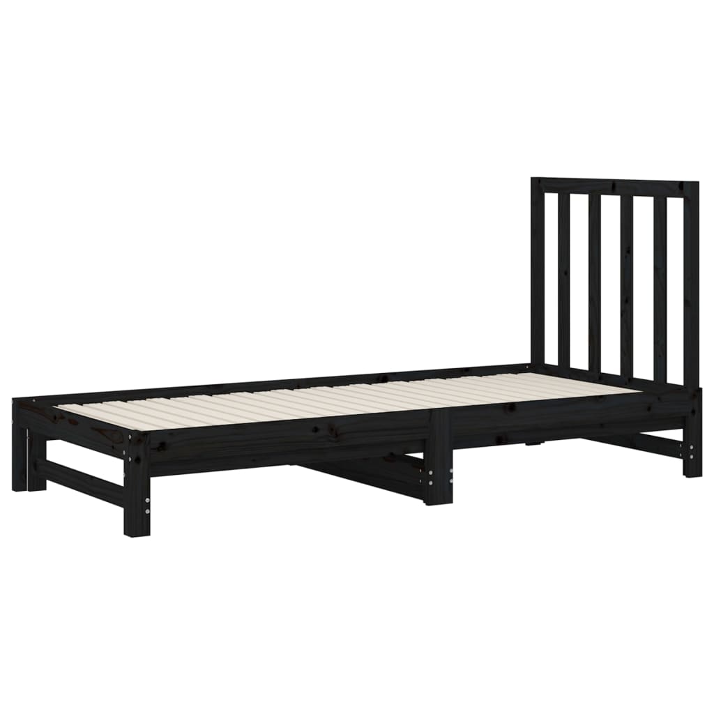 Sohvasänky ulosvedettävä musta 2x (90x200) cm täysi mänty - Sisustajankoti.fi