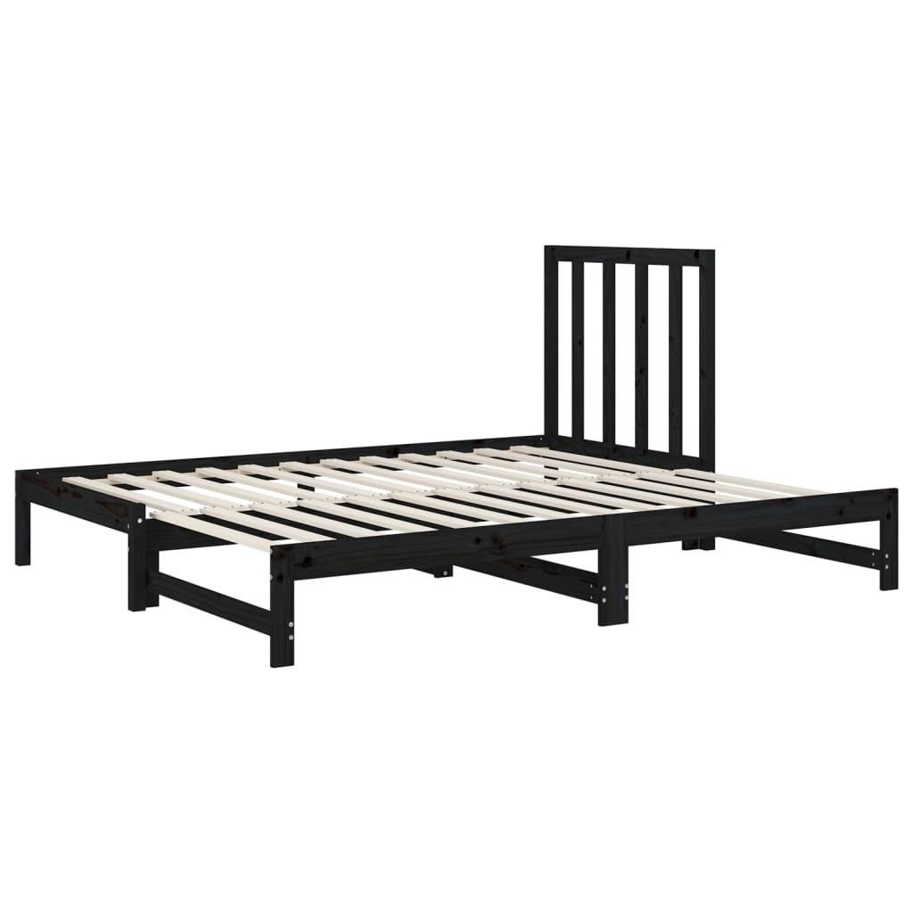 Sohvasänky ulosvedettävä musta 2x (90x200) cm täysi mänty - Sisustajankoti.fi