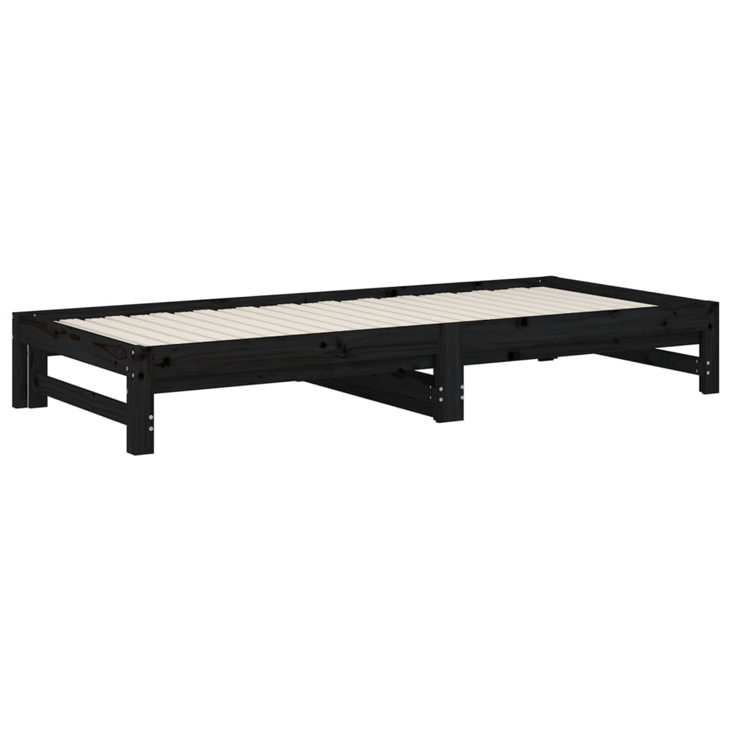 Sohvasänky ulosvedettävä musta 2x (90x200) cm täysi mänty - Sisustajankoti.fi
