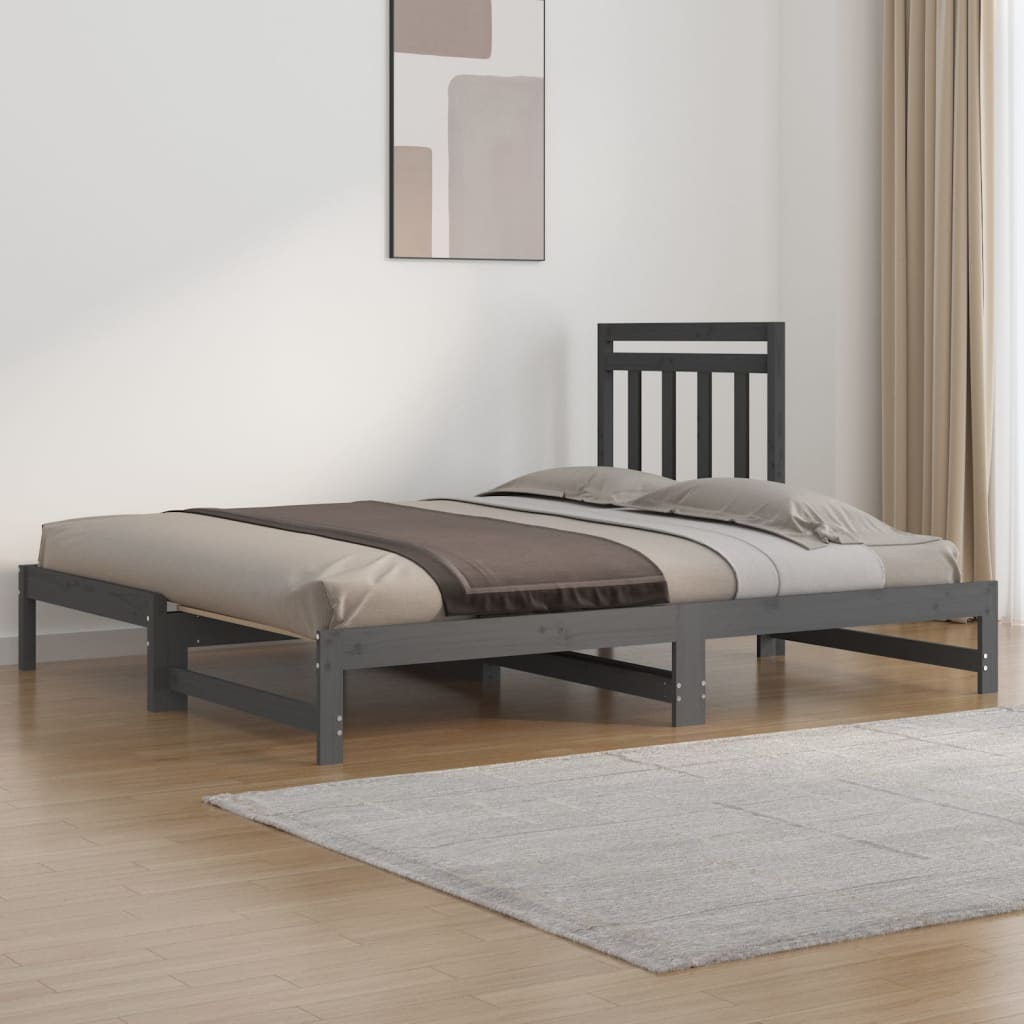 Sohvasänky ulosvedettävä harmaa 2x (90x200) cm täysi mänty - Sisustajankoti.fi