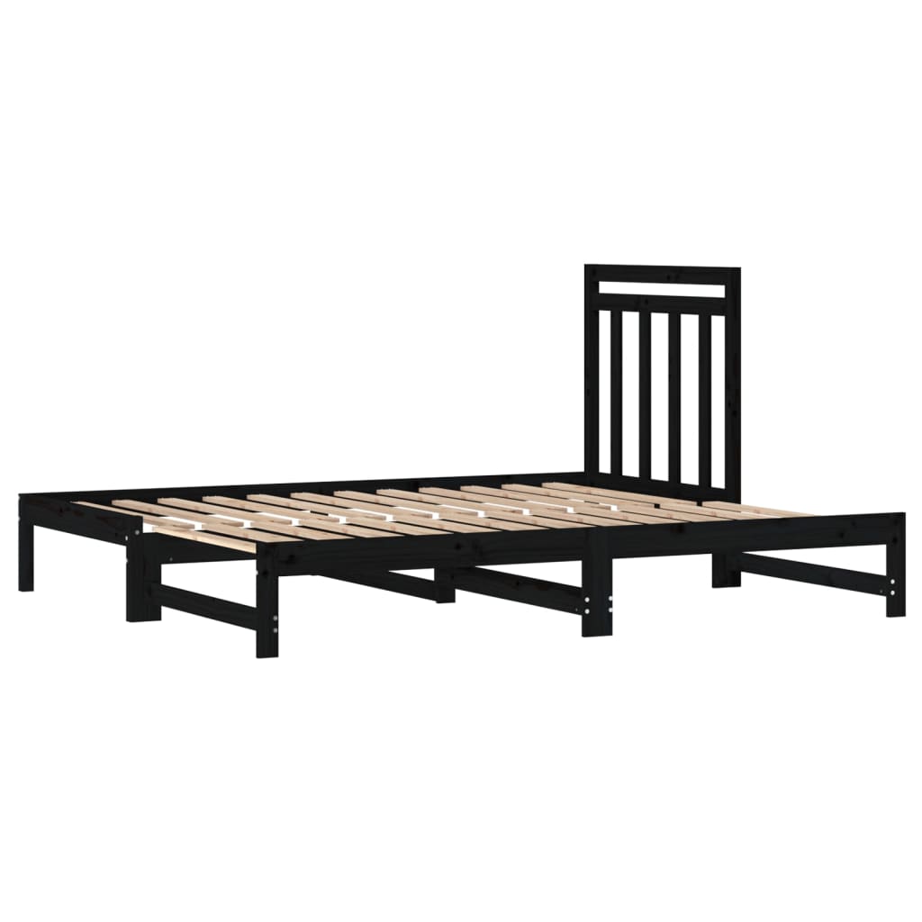 Sohvasänky ulosvedettävä musta 2x (90x200) cm täysi mänty - Sisustajankoti.fi