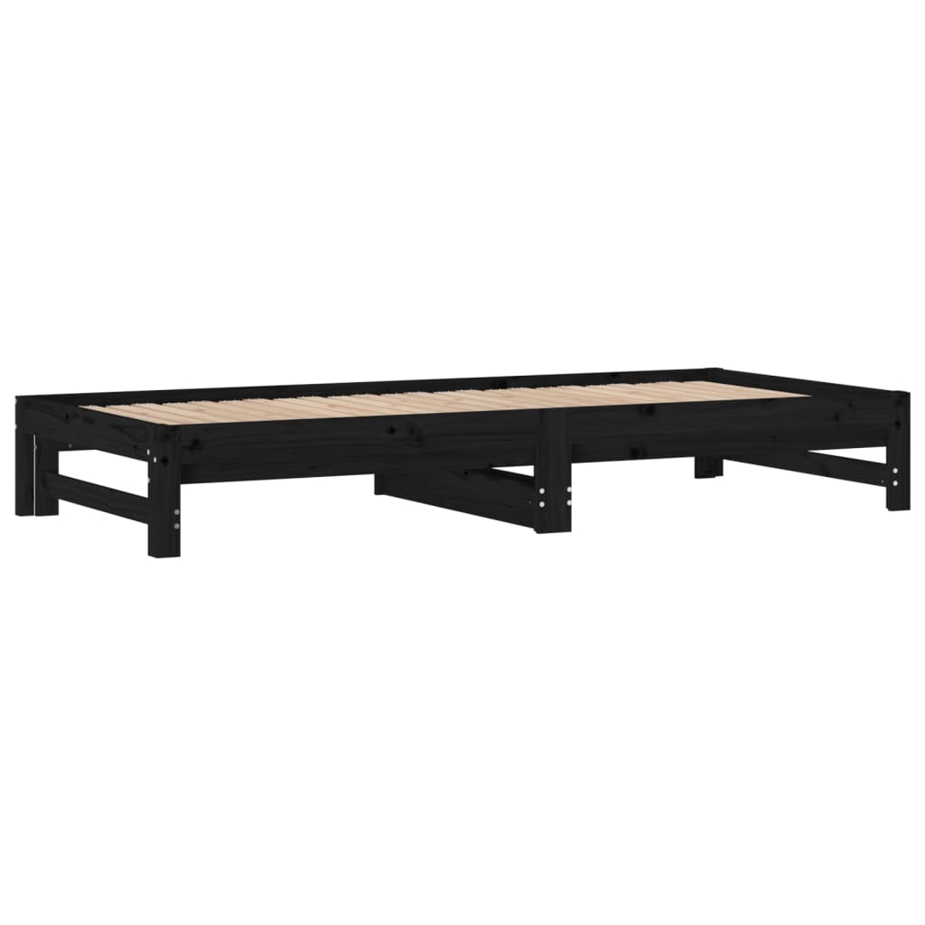 Sohvasänky ulosvedettävä musta 2x (90x200) cm täysi mänty - Sisustajankoti.fi