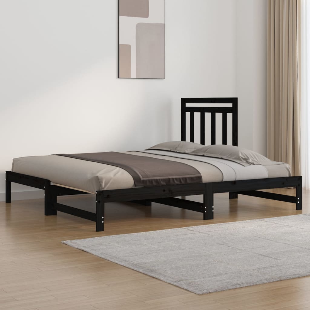Sohvasänky ulosvedettävä musta 2x (90x200) cm täysi mänty - Sisustajankoti.fi