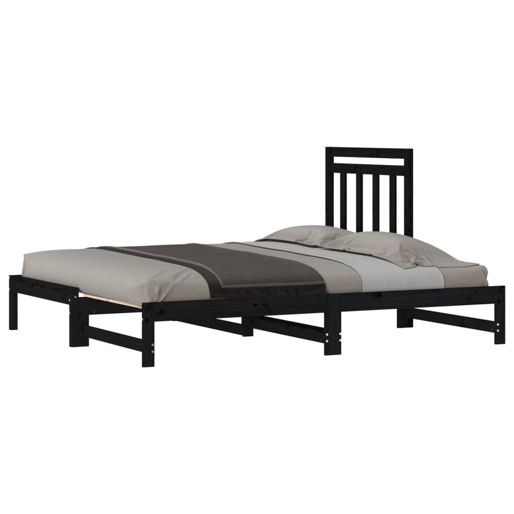 Sohvasänky ulosvedettävä musta 2x (90x200) cm täysi mänty - Sisustajankoti.fi