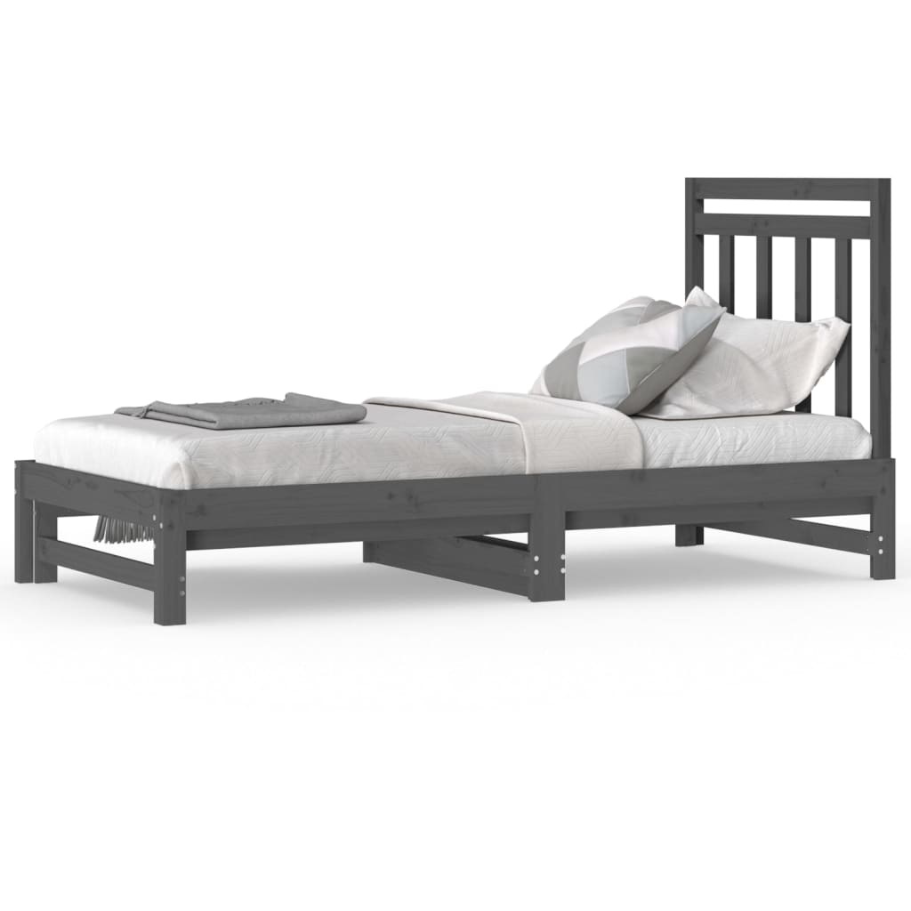 Sohvasänky ulosvedettävä harmaa 2x (90x190) cm täysi mänty - Sisustajankoti.fi