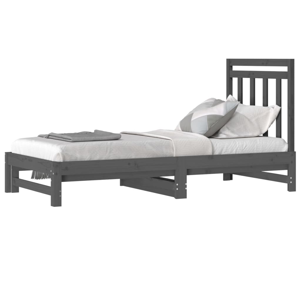 Sohvasänky ulosvedettävä harmaa 2x (90x190) cm täysi mänty - Sisustajankoti.fi