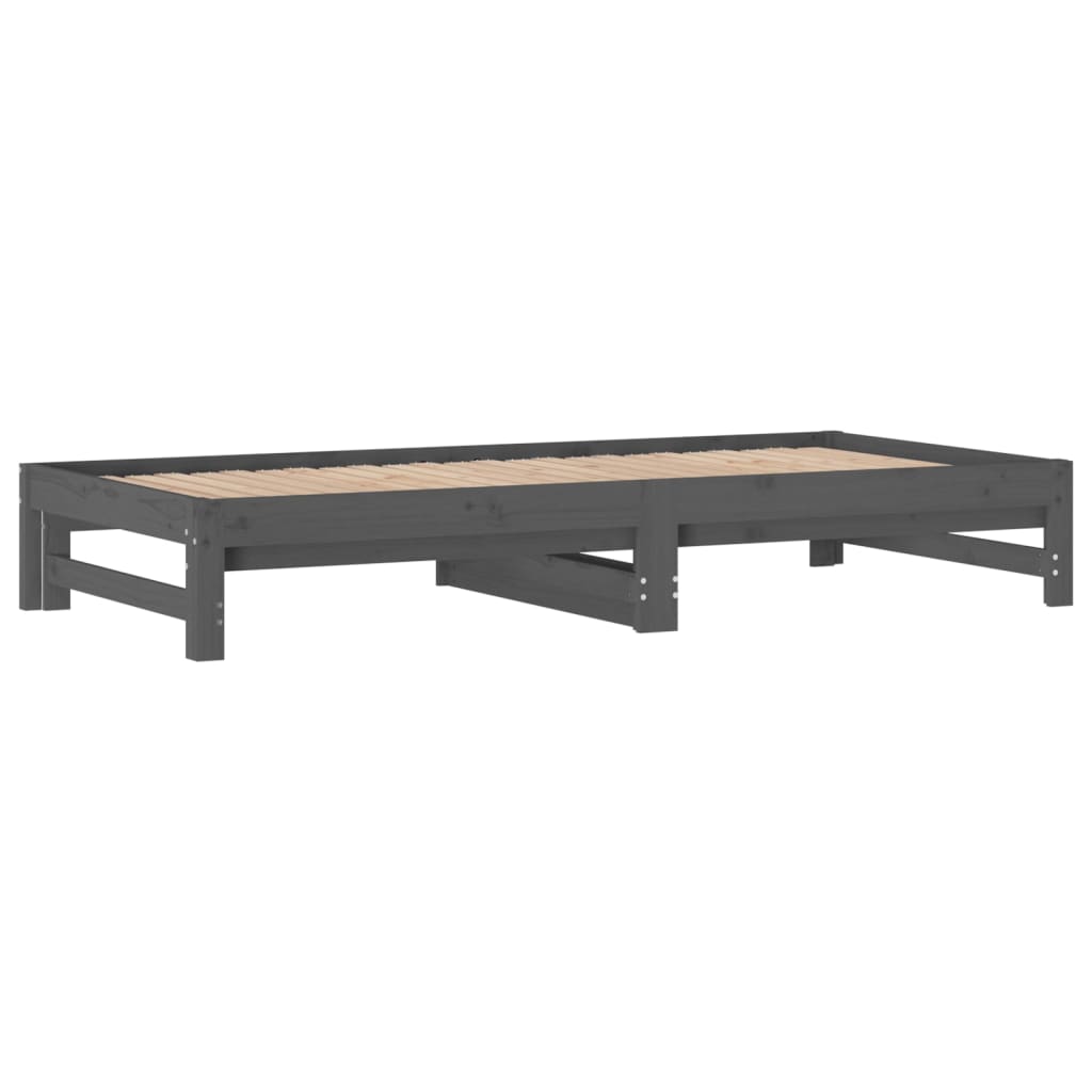 Sohvasänky ulosvedettävä harmaa 2x (90x190) cm täysi mänty - Sisustajankoti.fi