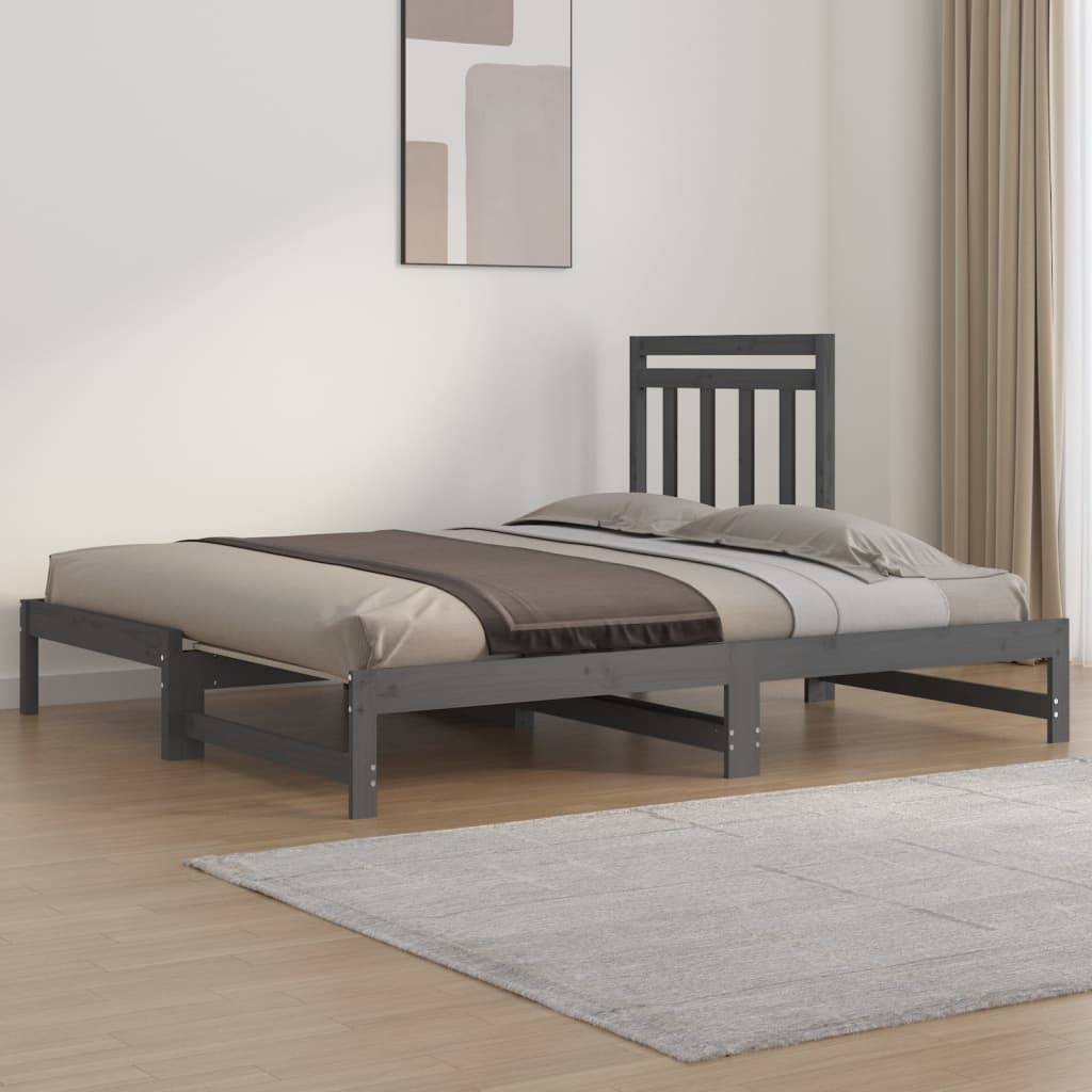 Sohvasänky ulosvedettävä harmaa 2x (90x190) cm täysi mänty - Sisustajankoti.fi