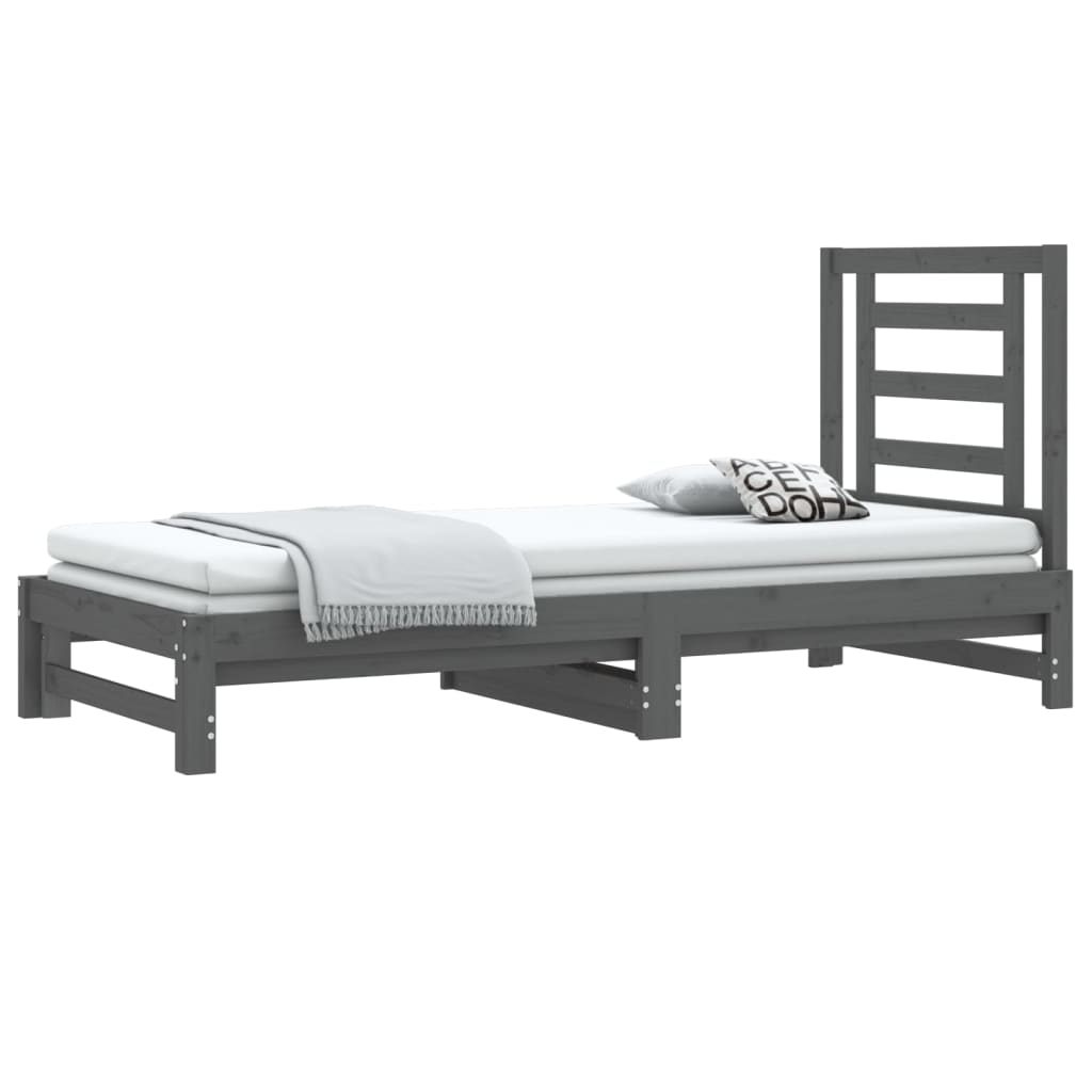 Sohvasänky ulosvedettävä harmaa 2x (90x200) cm täysi mänty - Sisustajankoti.fi