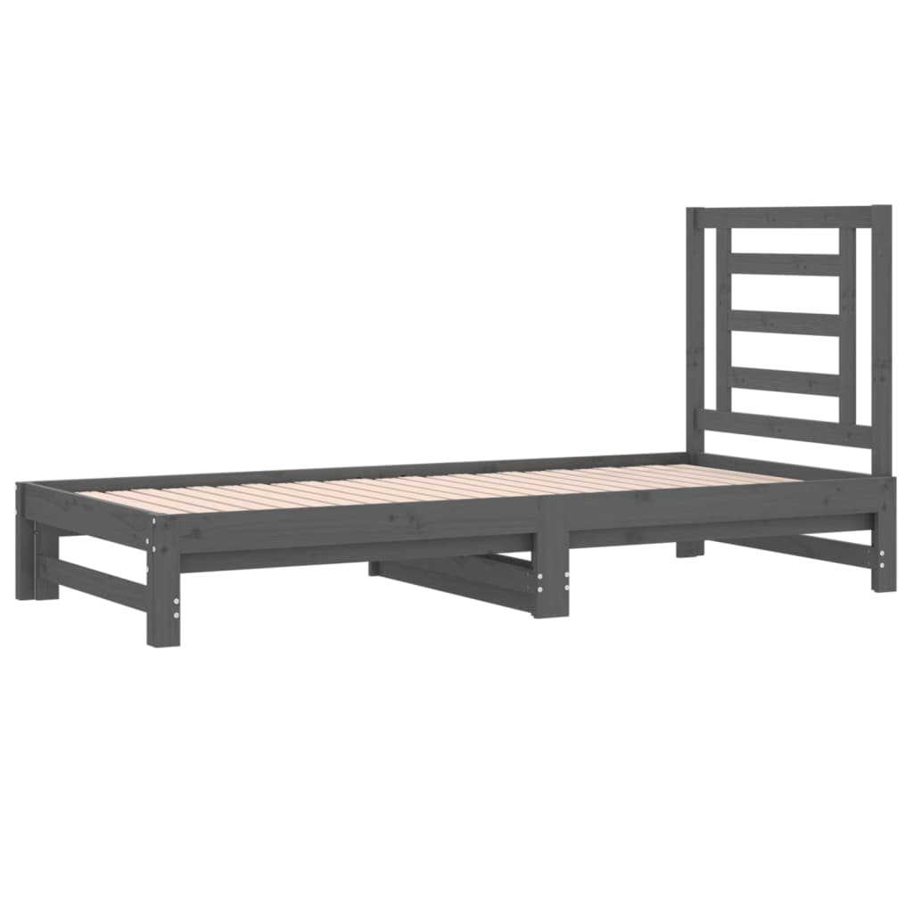 Sohvasänky ulosvedettävä harmaa 2x (90x200) cm täysi mänty - Sisustajankoti.fi