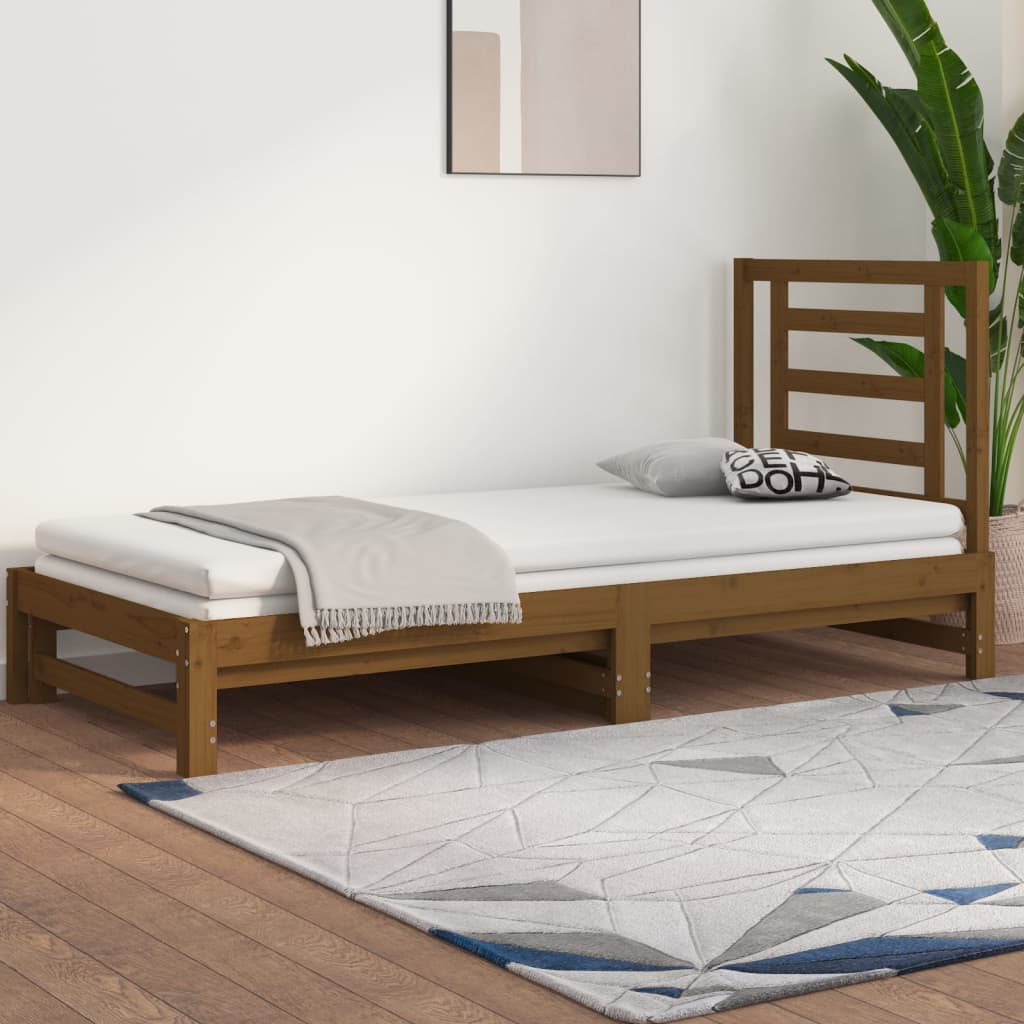 Sohvasänky ulosvedettävä hunajanrusk 2x (90x200) cm täysi mänty - Sisustajankoti.fi