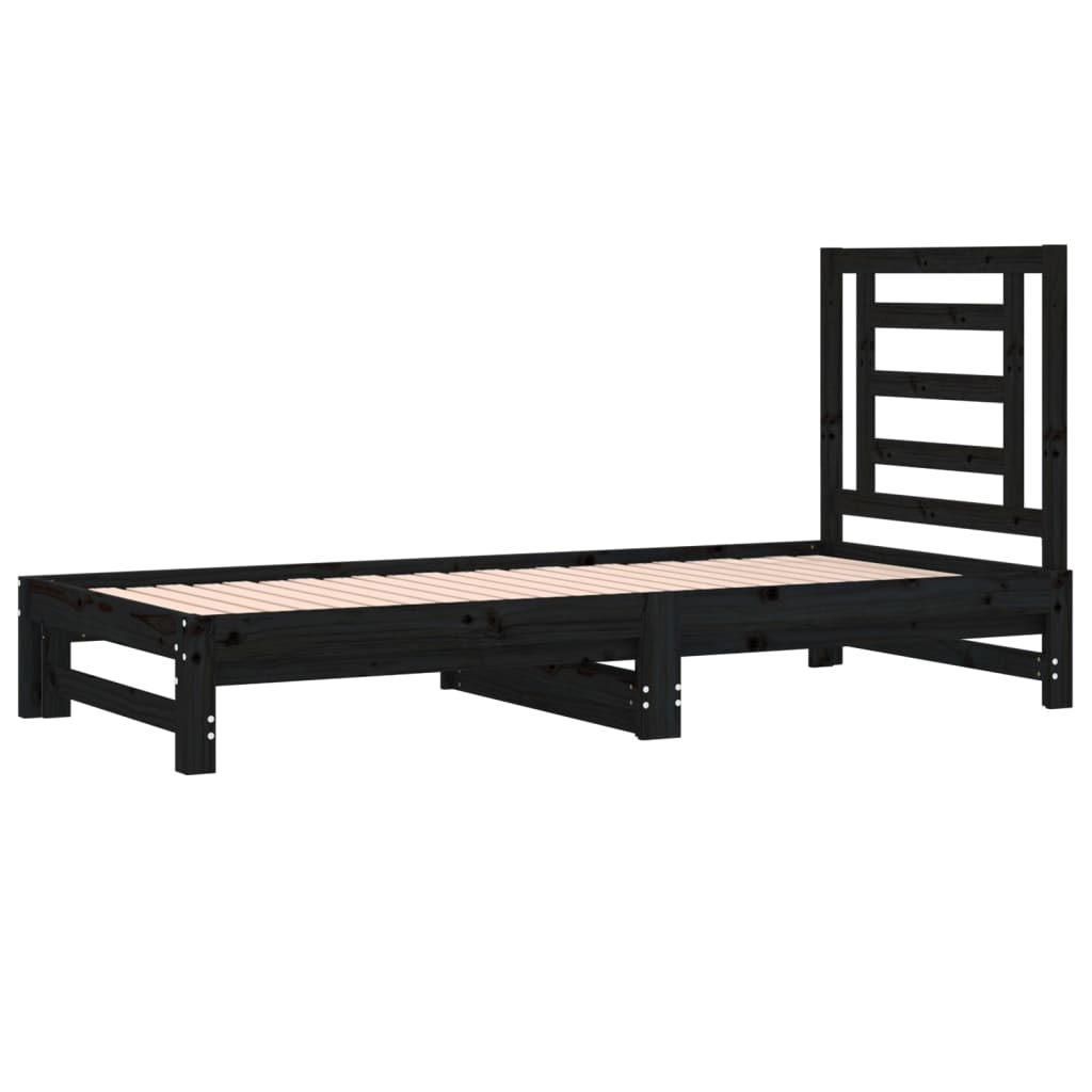 Sohvasänky ulosvedettävä musta 2x (90x200) cm täysi mänty - Sisustajankoti.fi