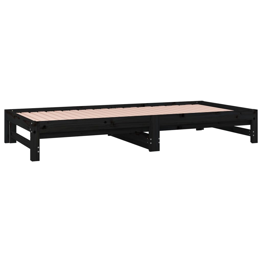 Sohvasänky ulosvedettävä musta 2x (90x200) cm täysi mänty - Sisustajankoti.fi