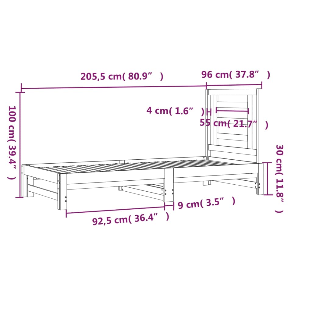 Sohvasänky ulosvedettävä musta 2x (90x200) cm täysi mänty - Sisustajankoti.fi