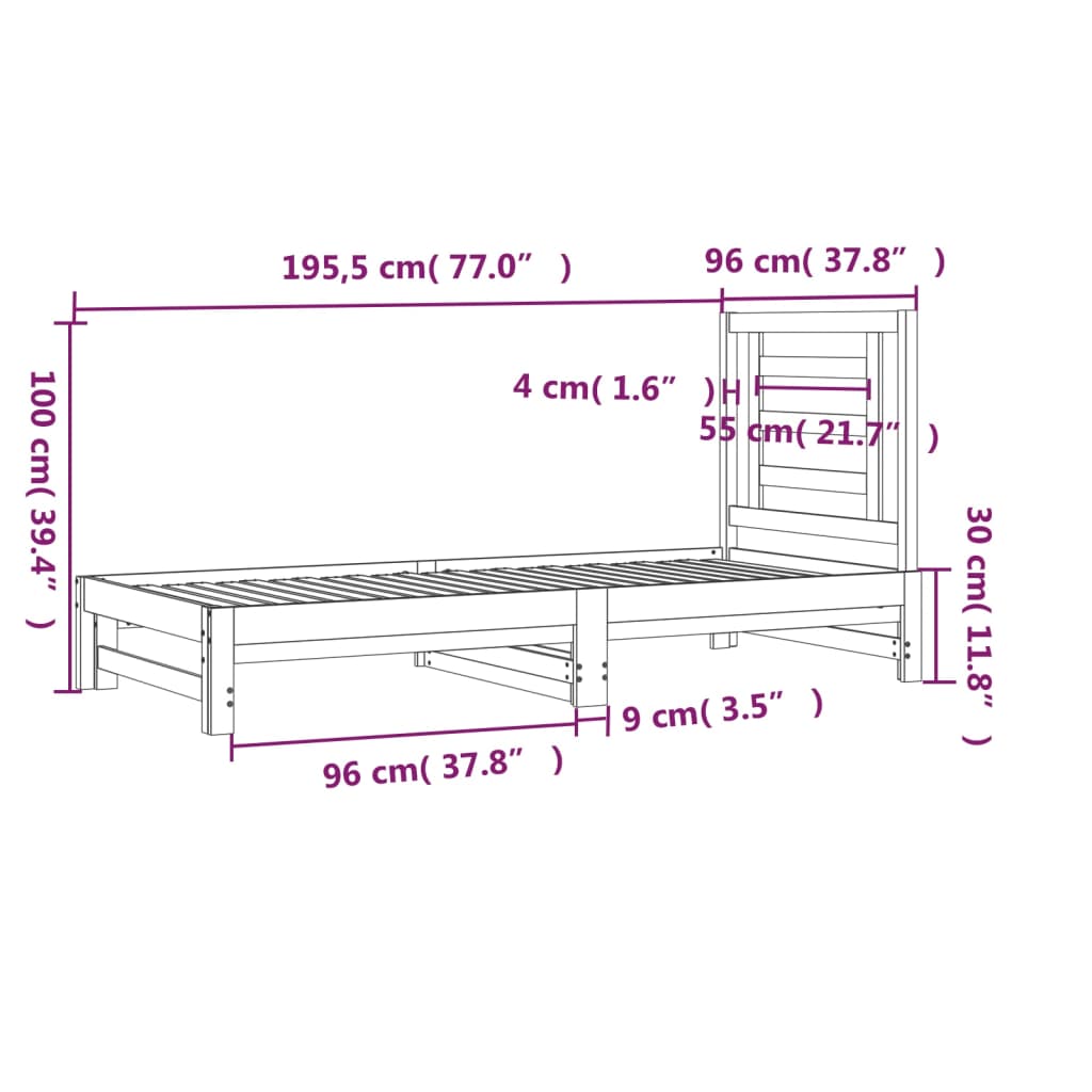Sohvasänky ulosvedettävä musta 2x (90x190) cm täysi mänty - Sisustajankoti.fi
