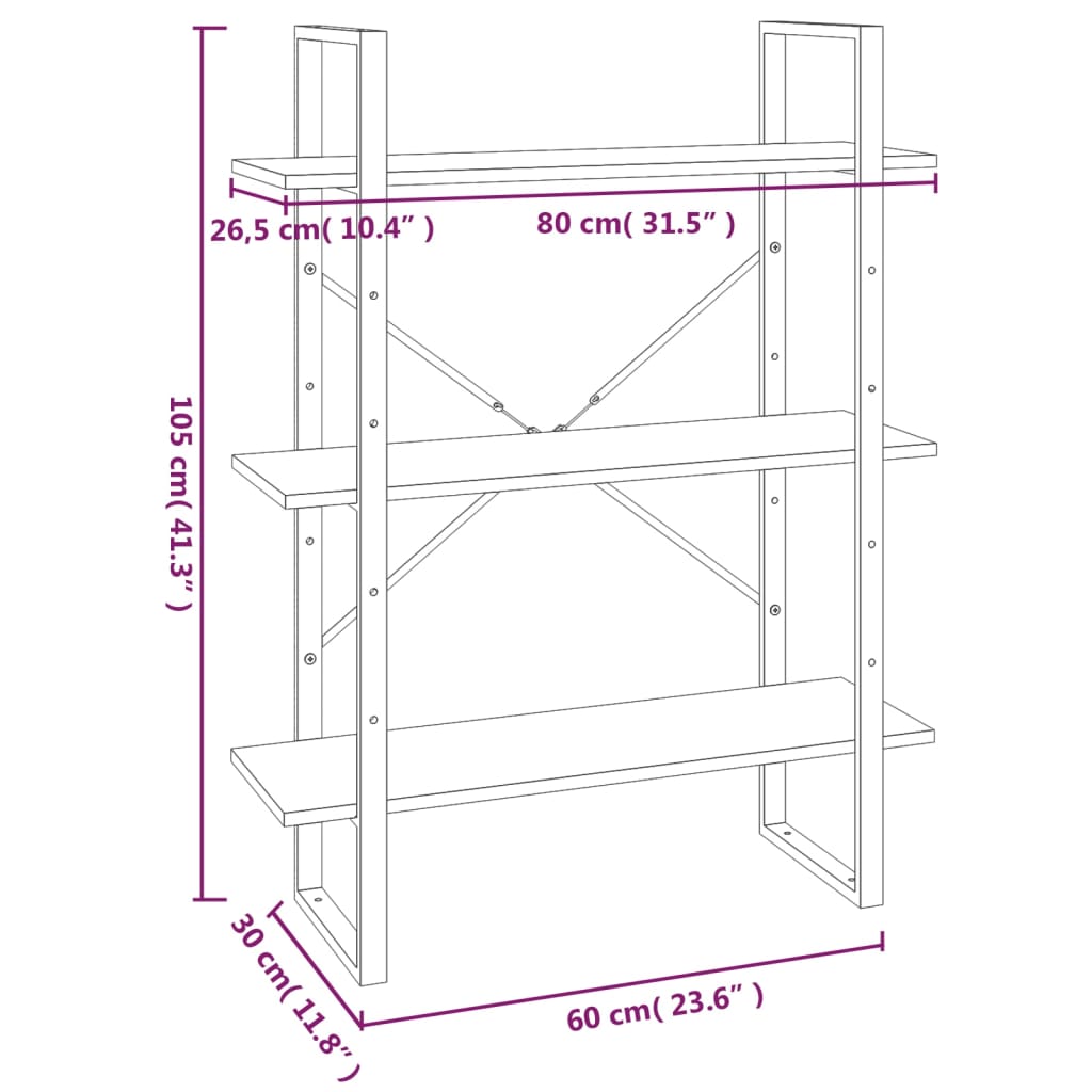 5-kerroksinen Kirjahylly ruskea tammi 80x30x175 cm tekninen puu - Sisustajankoti.fi