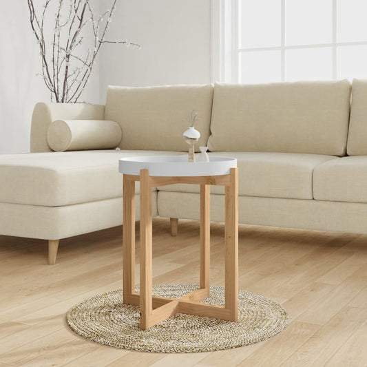 Sohvapöytä valkoinen 41x41x48,5 cm tekninen puu ja täysi mänty - Sisustajankoti.fi
