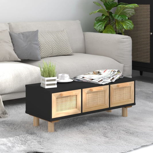 Sohvapöytä musta 80x40x30 cm tekninen puu ja täysi mänty - Sisustajankoti.fi