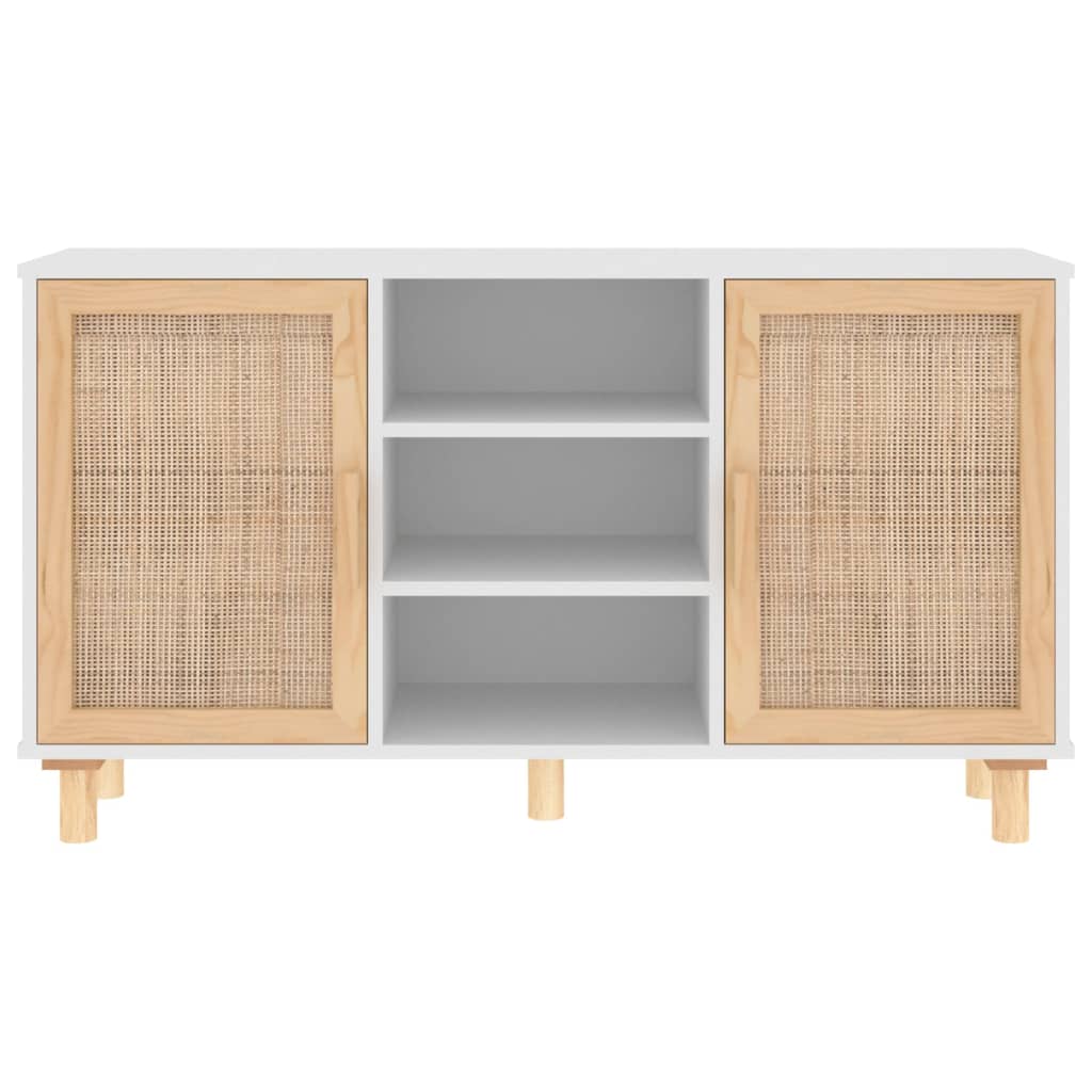 Senkki valkoinen 105x30x60 cm täysi mänty ja luonnonrottinki - Sisustajankoti.fi