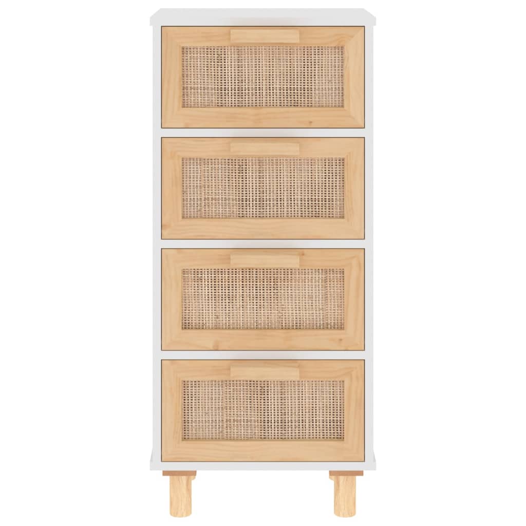 Senkki valkoinen 40x30x90 cm täysi mänty ja luonnonrottinki - Sisustajankoti.fi
