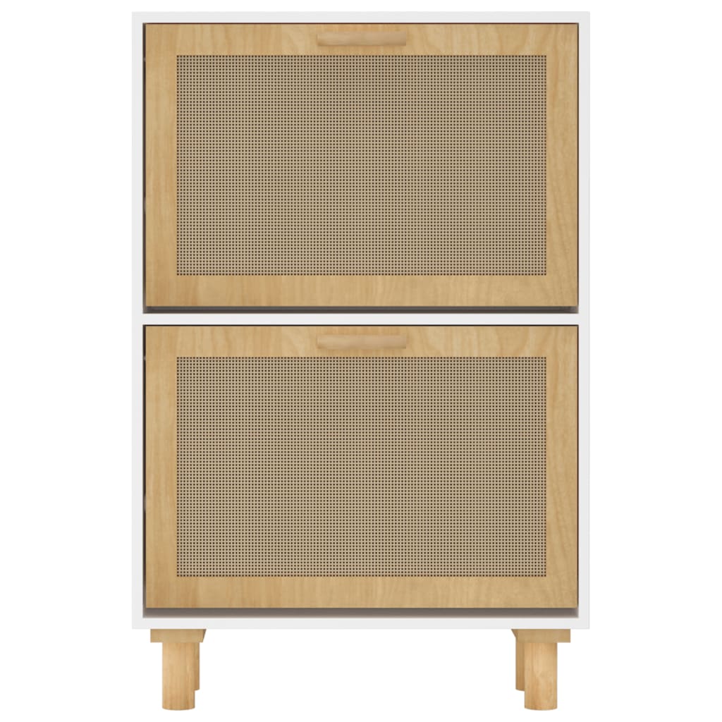 Kenkäkaappi valkoinen 52x25x80 cm tekninen puu/luonnonrottinki - Sisustajankoti.fi