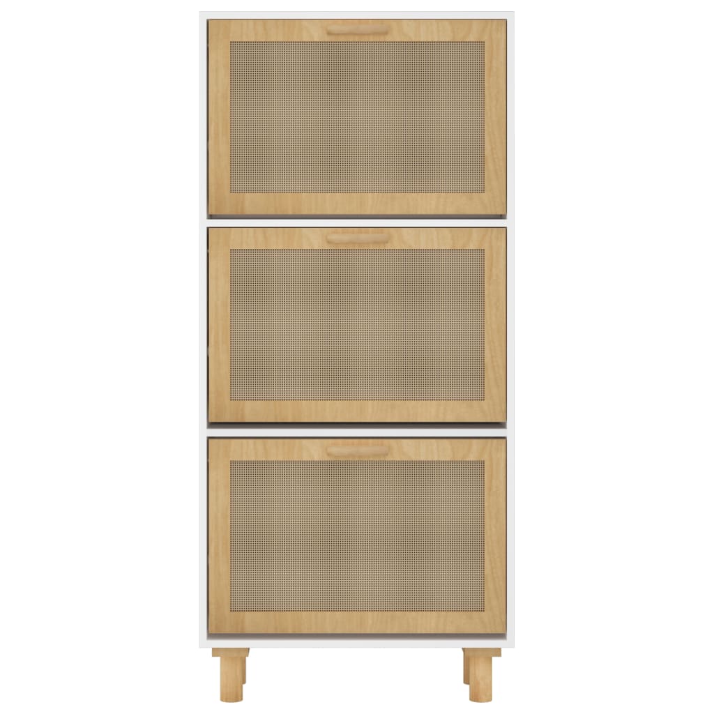 Kenkäkaappi valkoinen 52x25x115 cm tekninen puu/luonnonrottinki - Sisustajankoti.fi