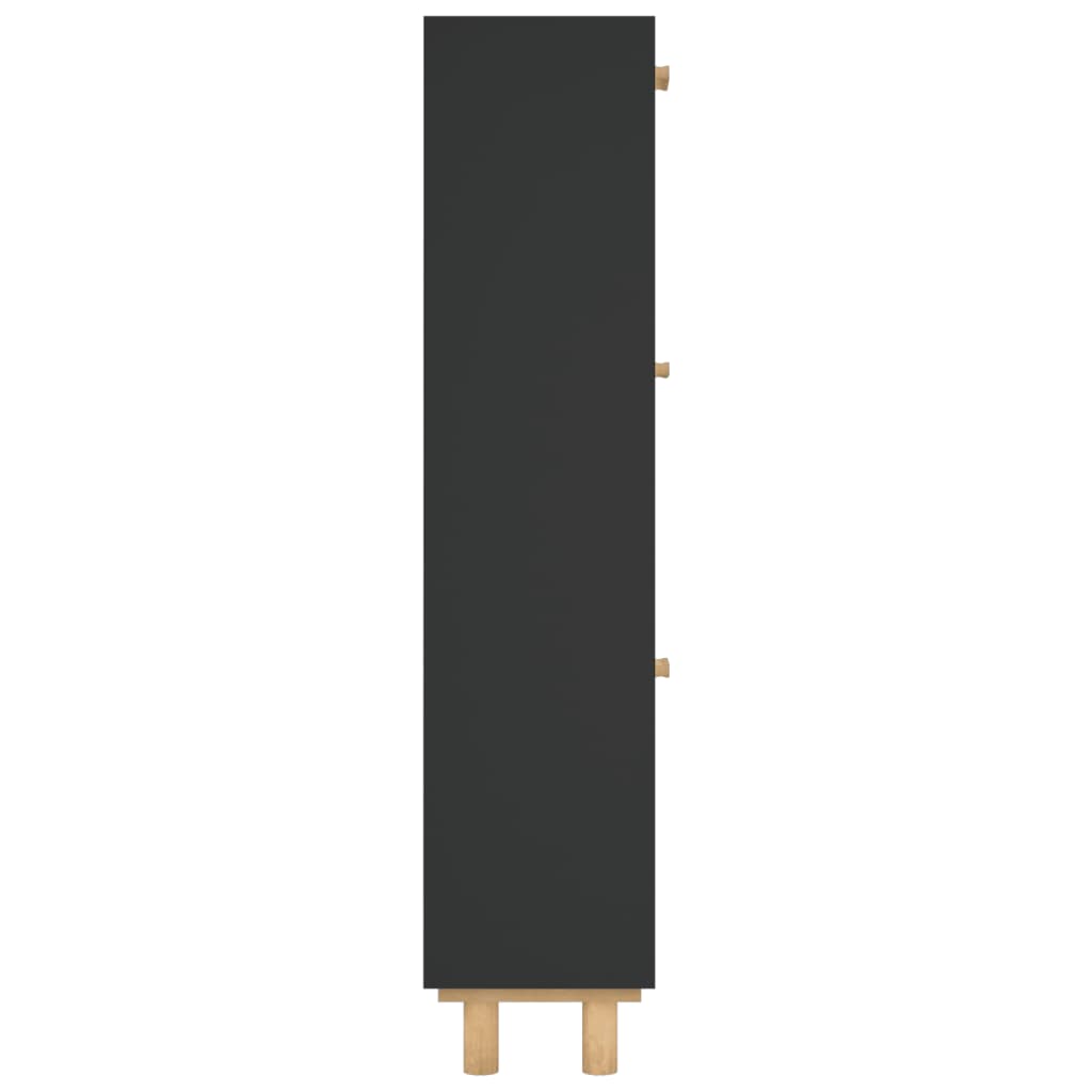 Kenkäkaappi musta 52x25x115 cm tekninen puu/luonnonrottinki - Sisustajankoti.fi