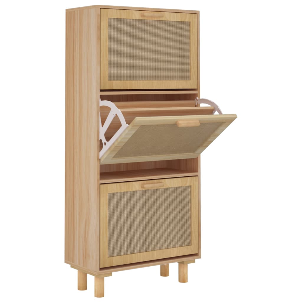 Kenkäkaappi ruskea 52x25x115 cm tekninen puu/luonnonrottinki - Sisustajankoti.fi