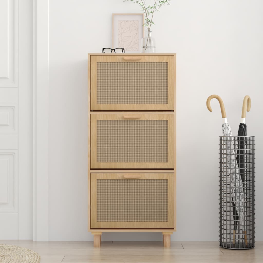 Kenkäkaappi ruskea 52x25x115 cm tekninen puu/luonnonrottinki - Sisustajankoti.fi