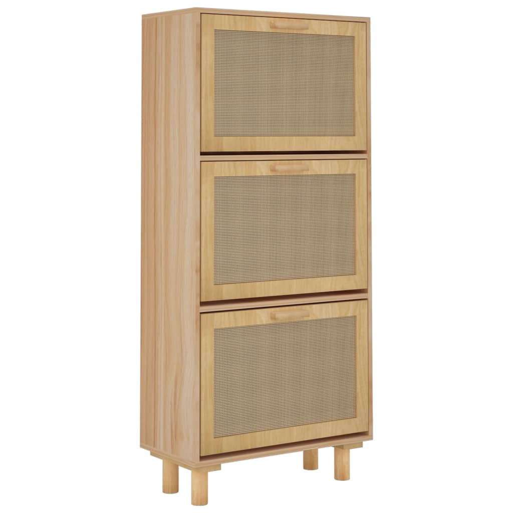 Kenkäkaappi ruskea 52x25x115 cm tekninen puu/luonnonrottinki - Sisustajankoti.fi