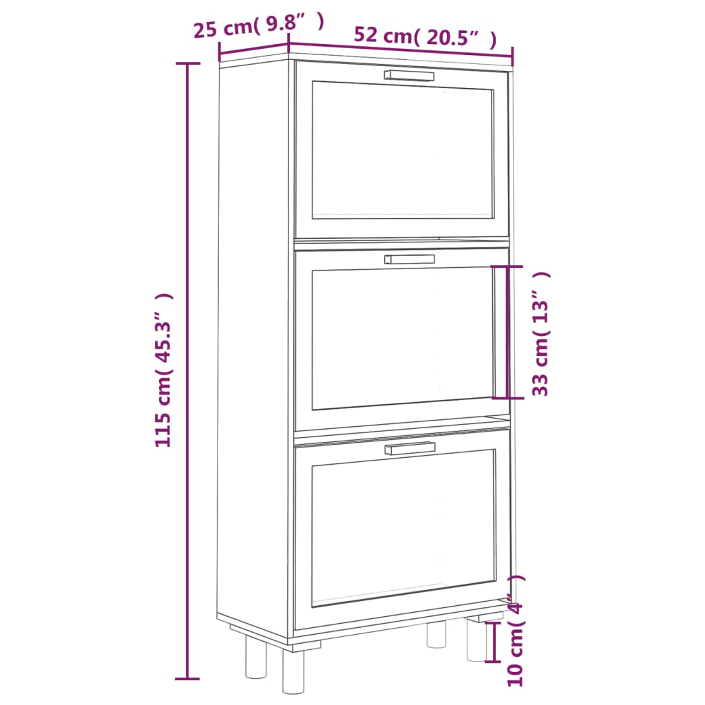 Kenkäkaappi ruskea 52x25x115 cm tekninen puu/luonnonrottinki - Sisustajankoti.fi
