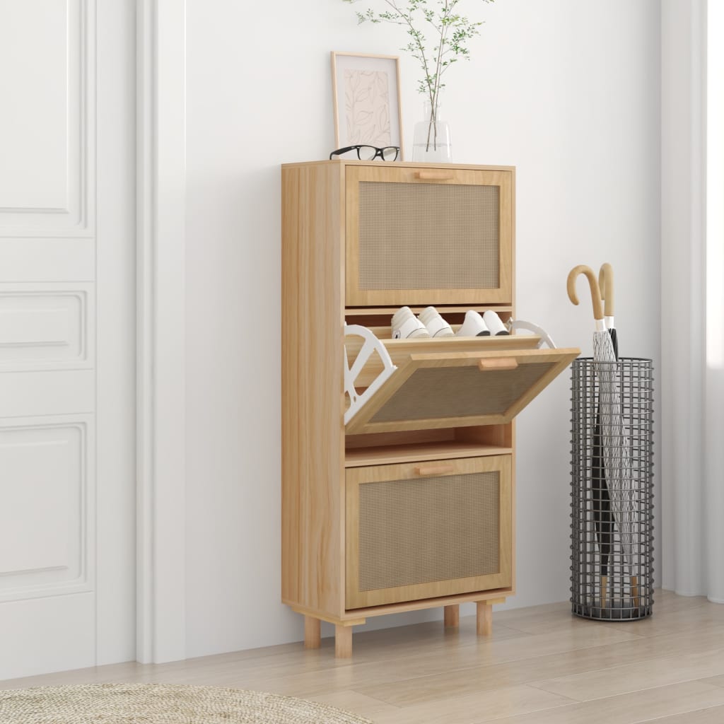 Kenkäkaappi ruskea 52x25x115 cm tekninen puu/luonnonrottinki - Sisustajankoti.fi