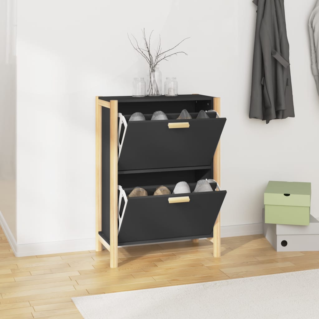Kenkäkaappi musta 57,5x33x80 cm tekninen puu - Sisustajankoti.fi