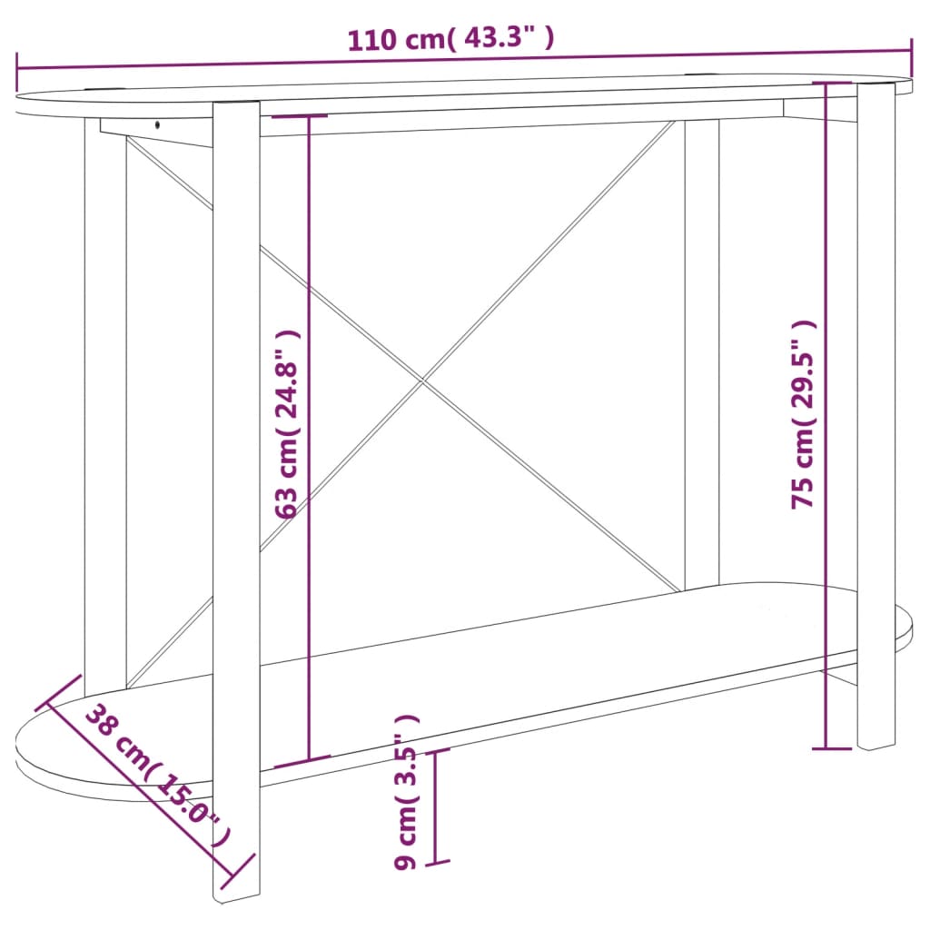Konsolipöytä musta 110x38x75 cm tekninen puu - Sisustajankoti.fi
