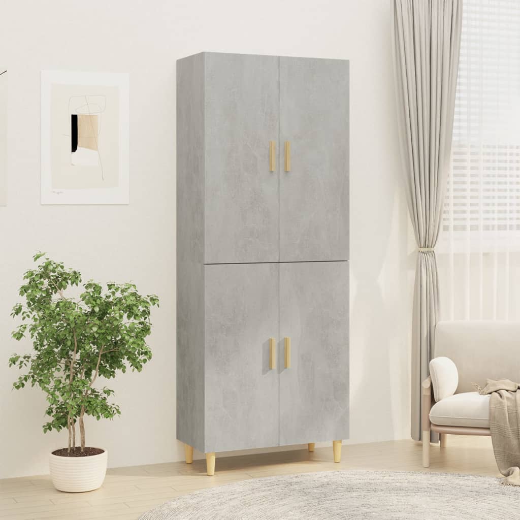 Kaappi betoninharmaa 70x34x180 cm tekninen puu - Sisustajankoti.fi