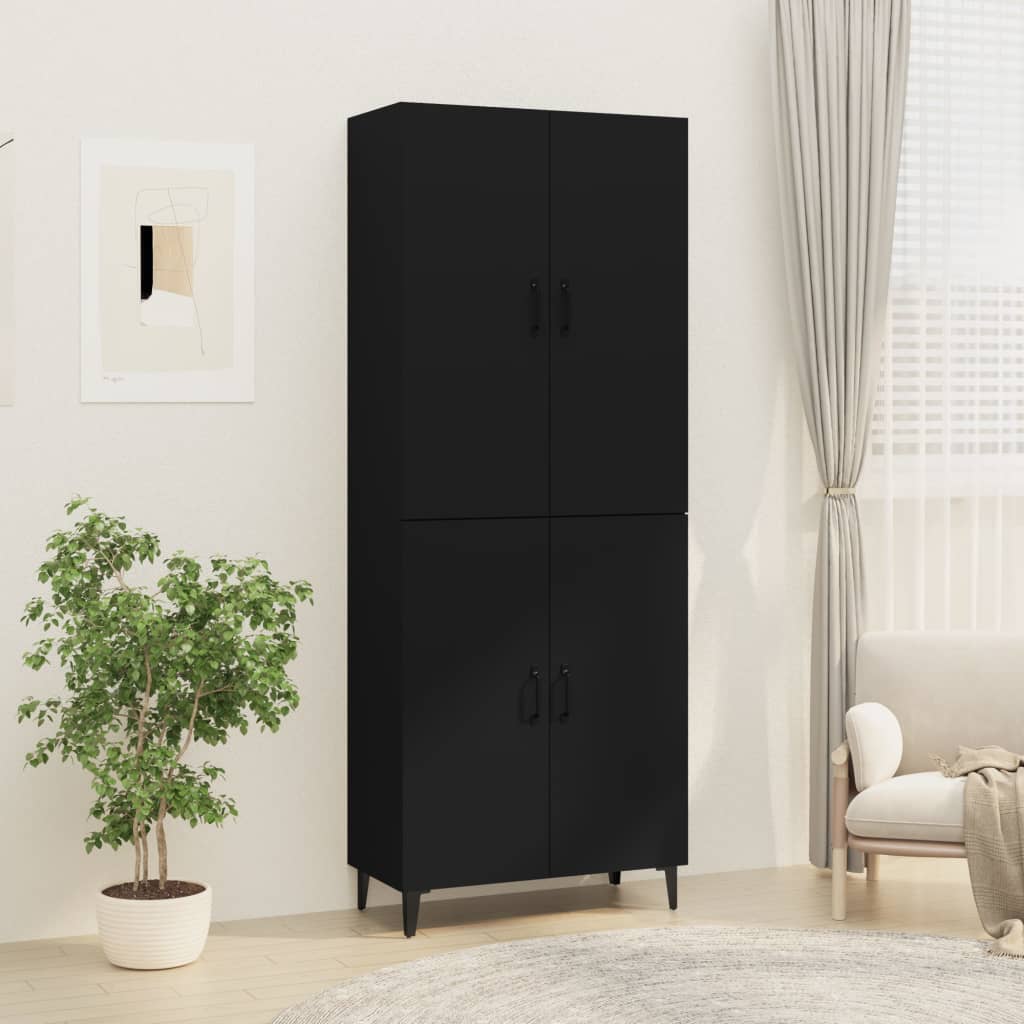 Kaappi musta 70x34x180 cm tekninen puu - Sisustajankoti.fi
