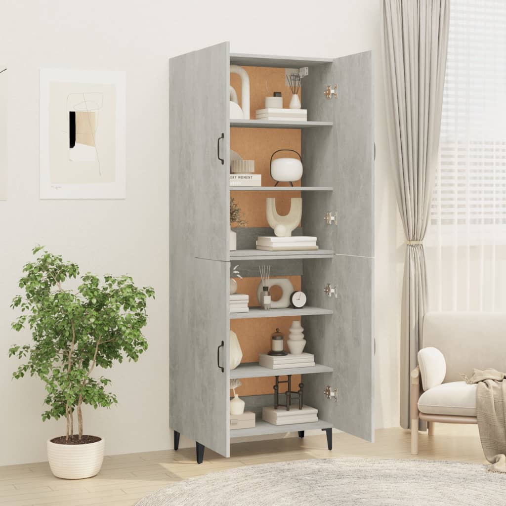 Kaappi betoninharmaa 70x34x180 cm tekninen puu - Sisustajankoti.fi