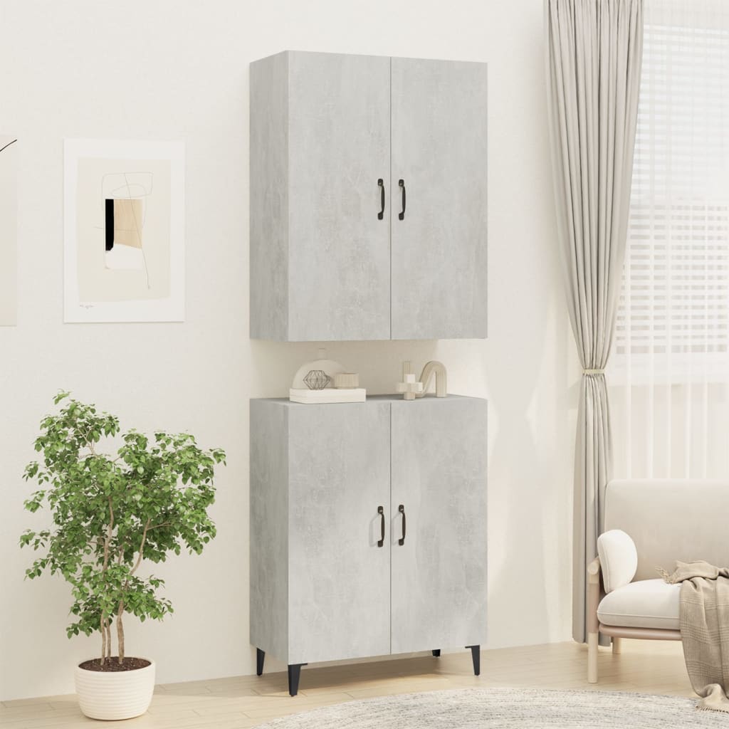 Kaappi betoninharmaa 70x34x180 cm tekninen puu - Sisustajankoti.fi