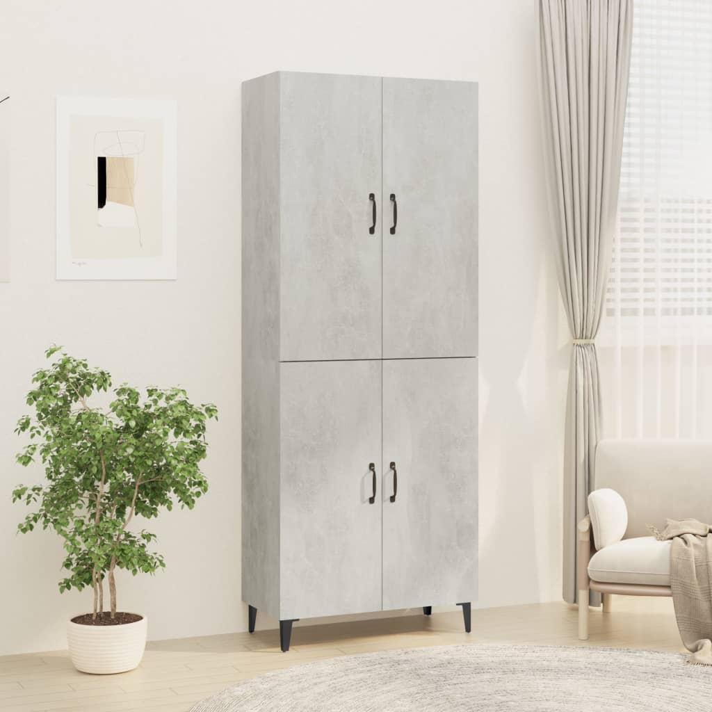 Kaappi betoninharmaa 70x34x180 cm tekninen puu - Sisustajankoti.fi
