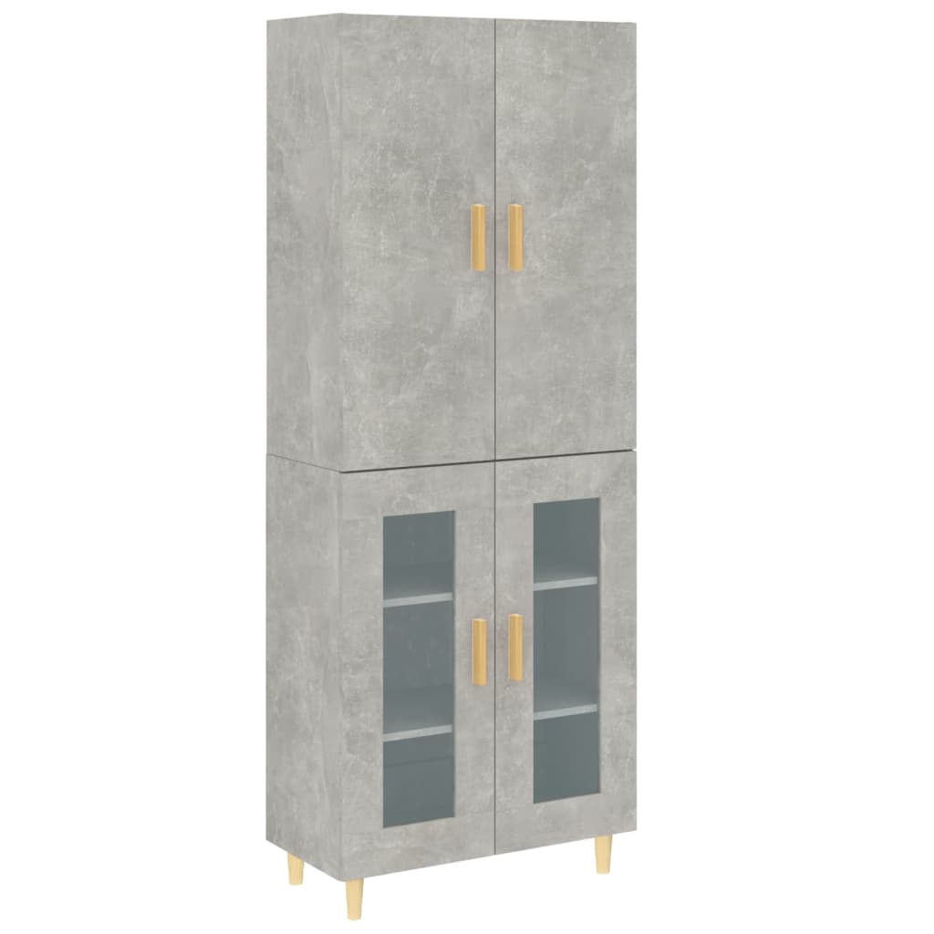 Kaappi betoninharmaa 69,5x34x180 cm tekninen puu - Sisustajankoti.fi