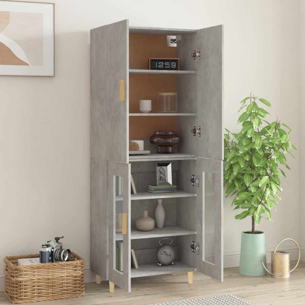 Kaappi betoninharmaa 69,5x34x180 cm tekninen puu - Sisustajankoti.fi