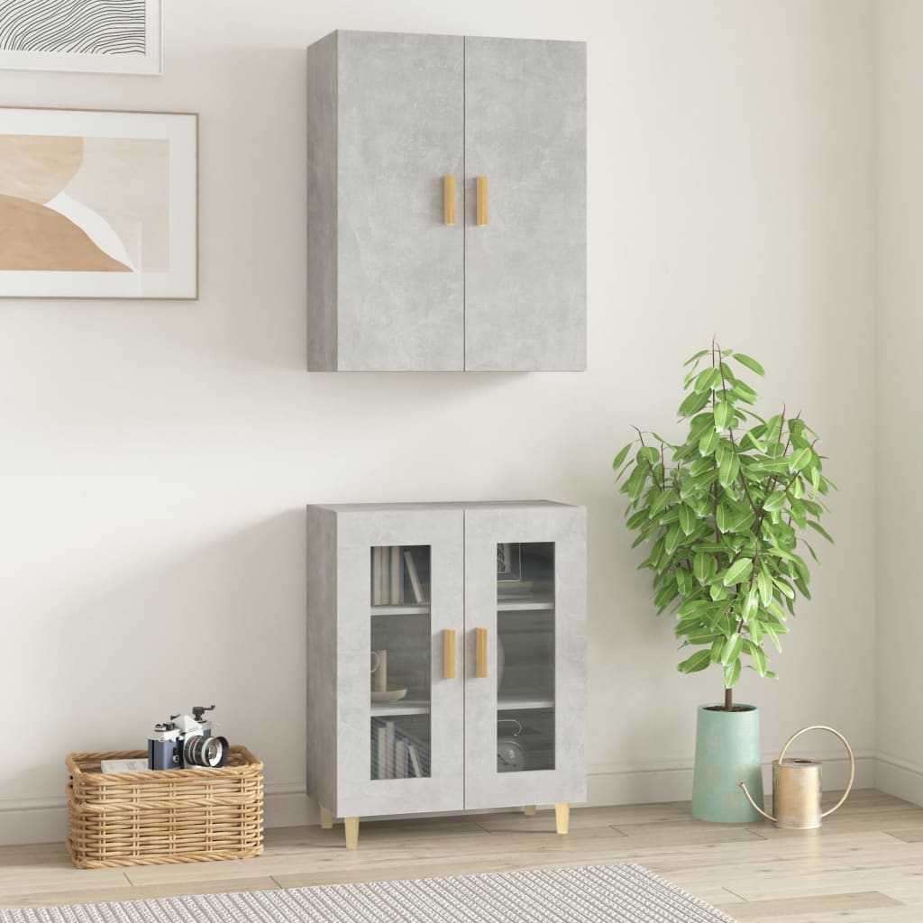 Kaappi betoninharmaa 69,5x34x180 cm tekninen puu - Sisustajankoti.fi