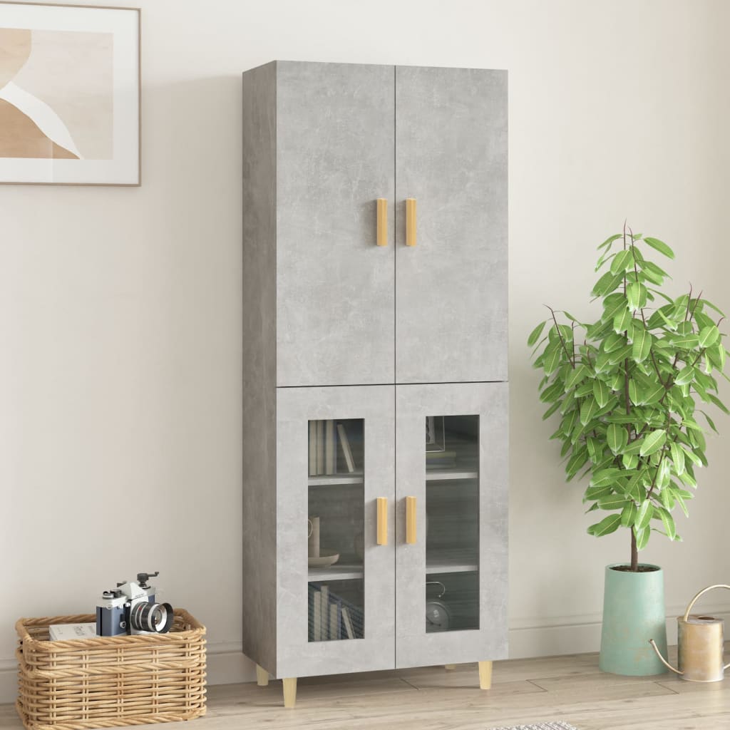 Kaappi betoninharmaa 69,5x34x180 cm tekninen puu - Sisustajankoti.fi